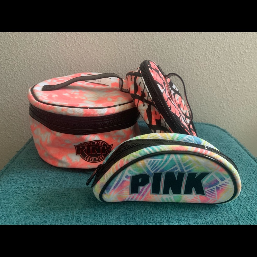 Set of 3 VS Pink Cosmetic Bags